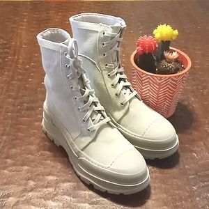 New,Free People Camp Out Canvas Women's Combat Lace Up Boots,9